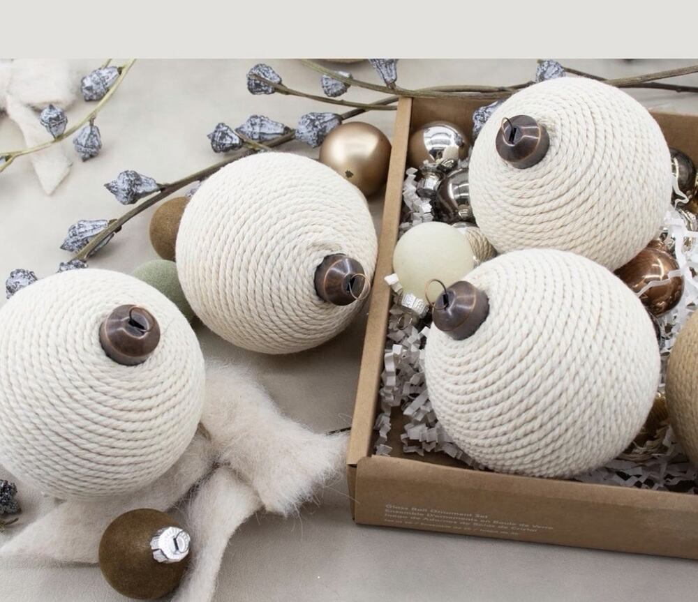 12 Pcs Burlap Christmas Ball Ornaments 3.15” White New
